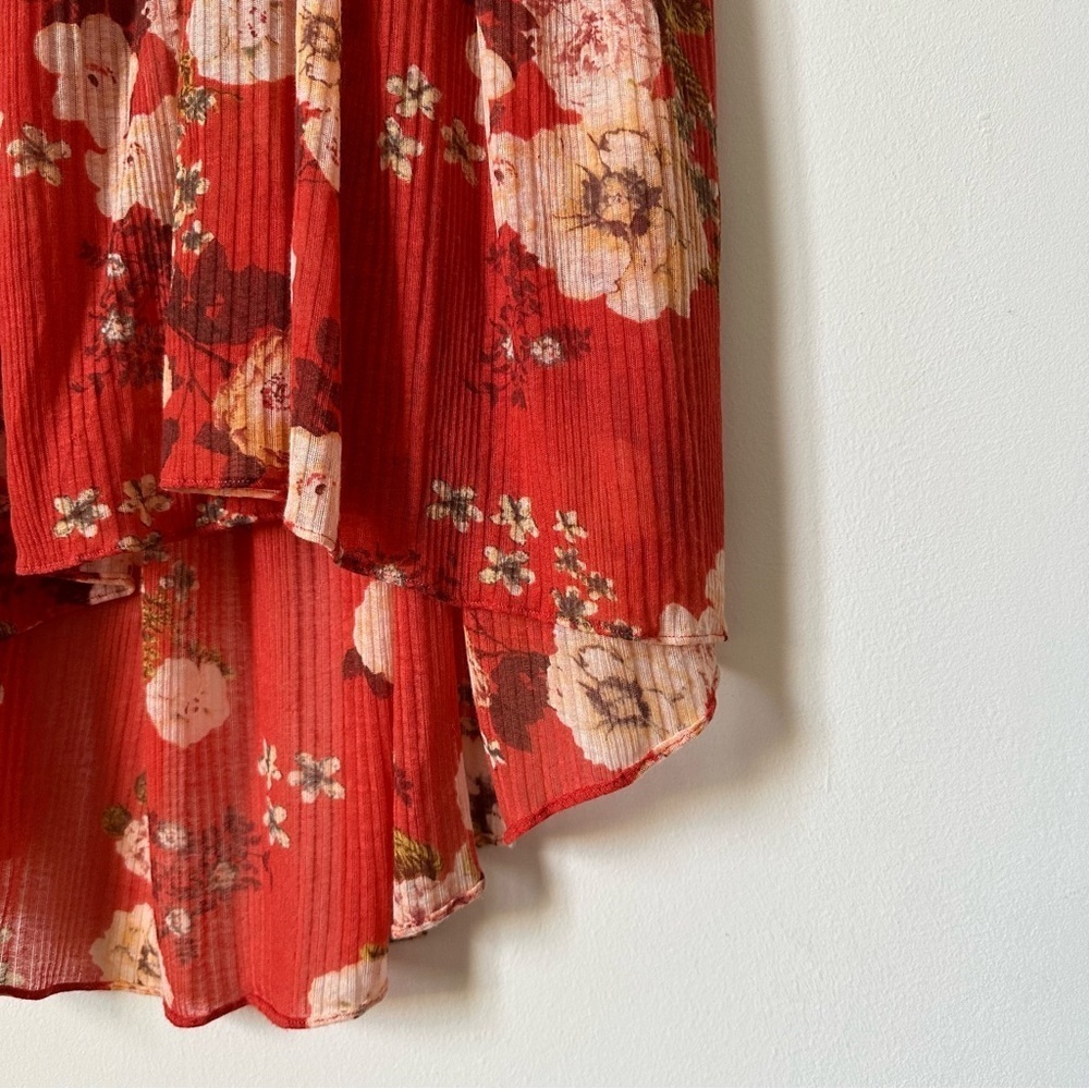 Free People Red Floral Mirage Mini Dress Tunic Top Size M - Picture 7 of 9